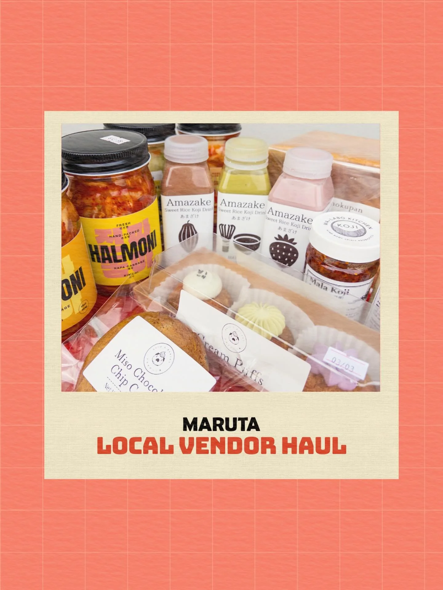 Supporting local never tasted so good.⁠
⁠
Our shelves are stocked with incredible products from local makers, from kimchi and amazake to baked goods and more.⁠
⁠
Next time you visit Maruta, share your local vendor haul and tag us!⁠
⁠
@halmoni.kimchi⁠