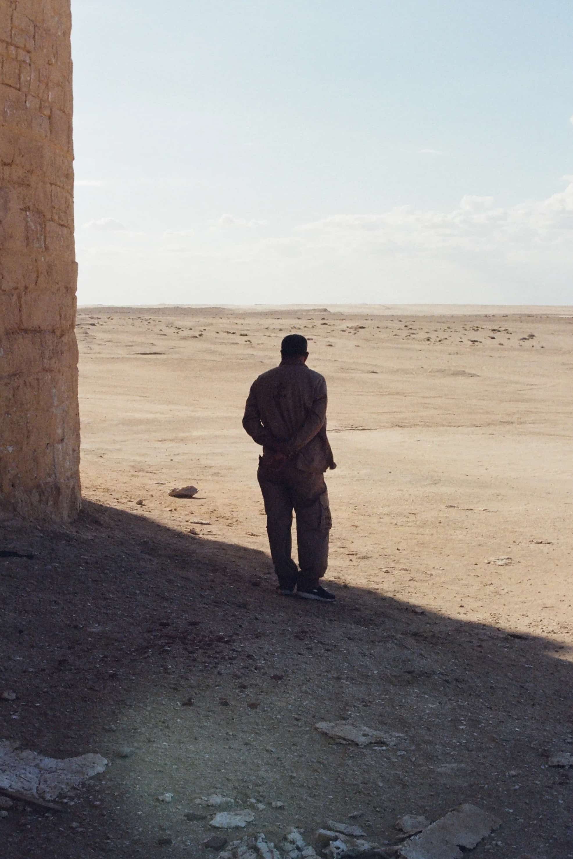 man alone in the desert in Tunisia