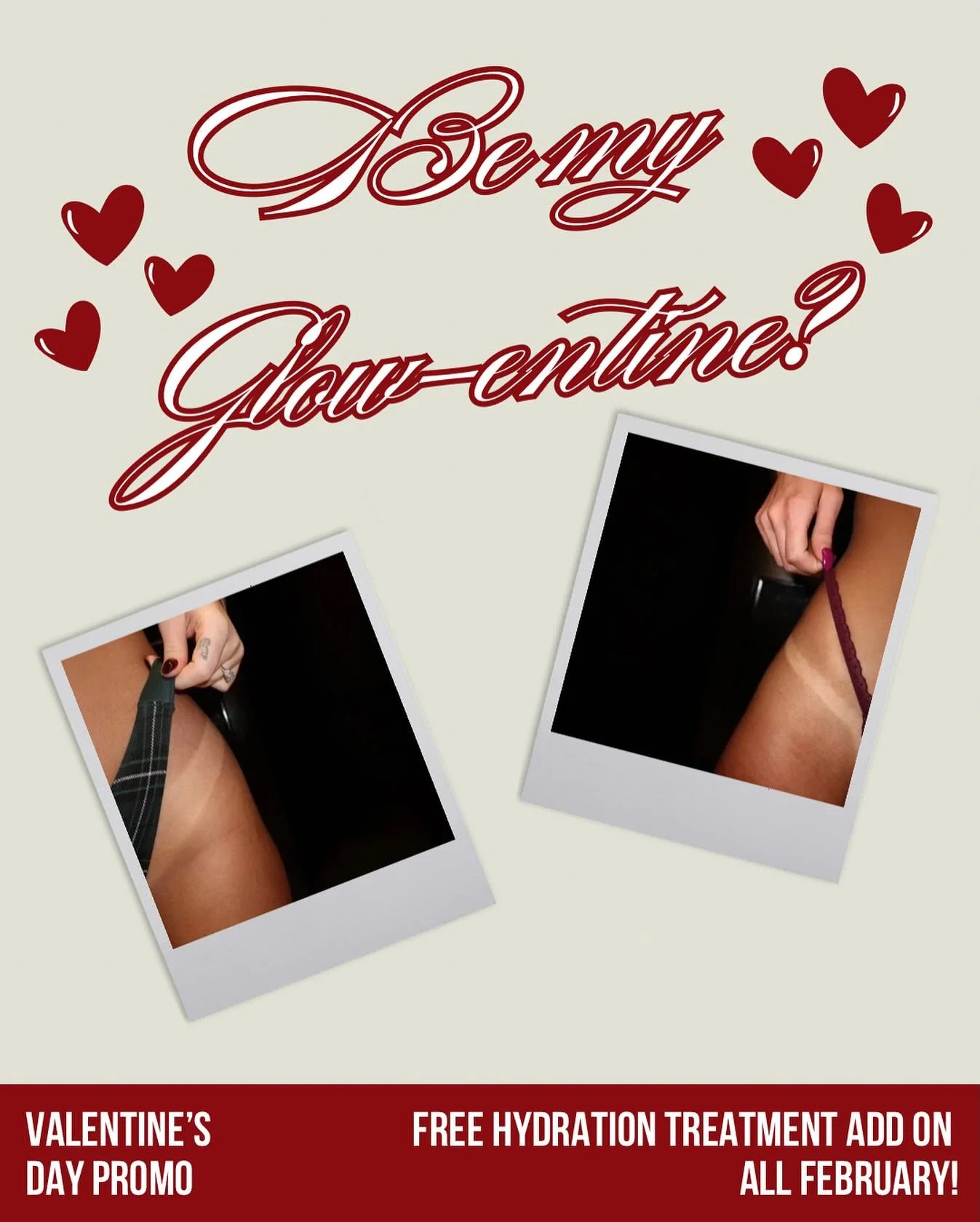 Book a spray tan in February and get a free post-spray tan hydration treatment! Whether your Valentine&rsquo;s Day plans entail dinner, a vacation or a chill night in, a spray tan will make it better🫶 #spraytan #spraytanartist #spraytanning #sunless