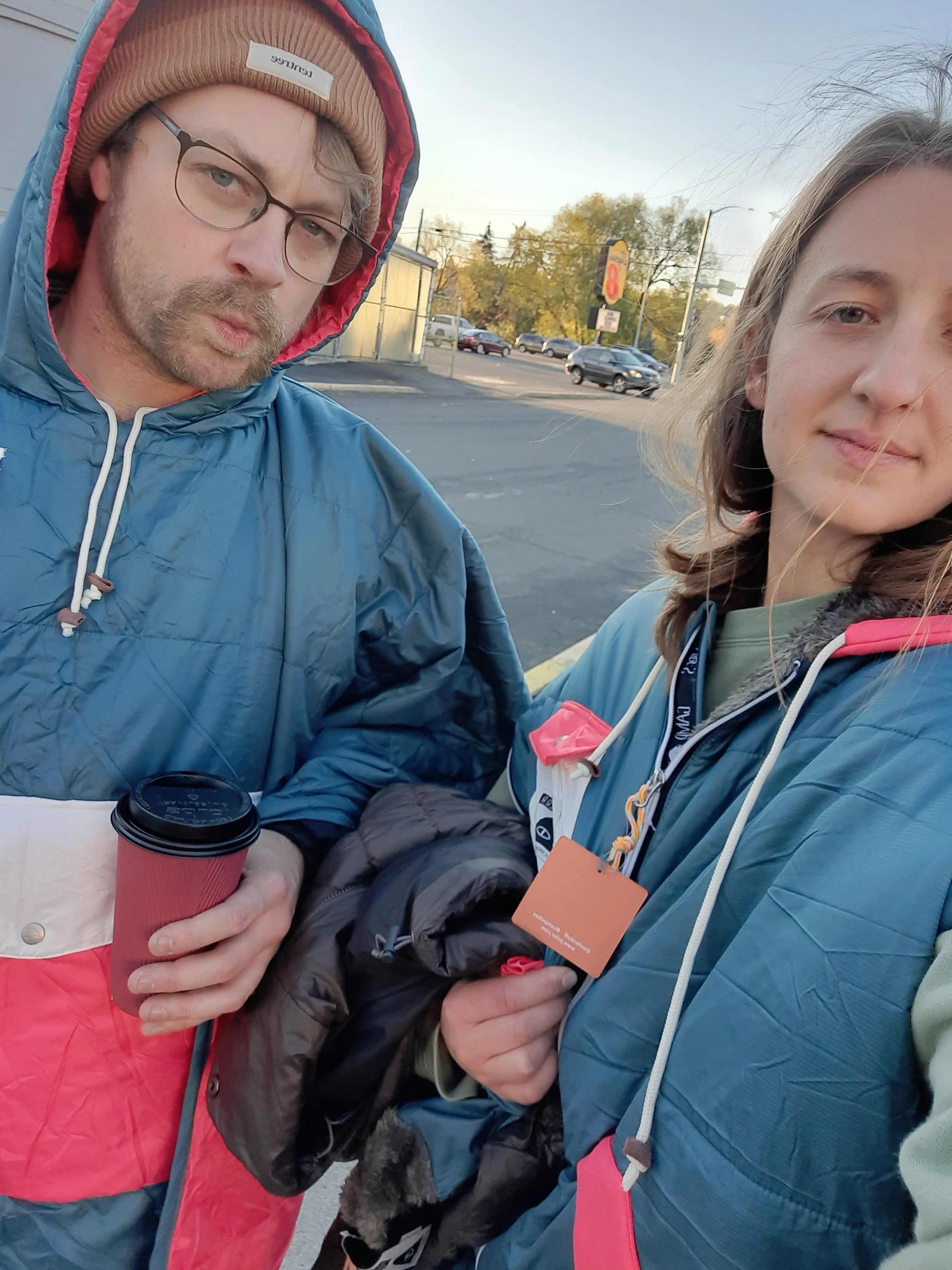 That time Corey and Allison bought matching wearable sleeping bag things!