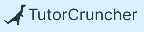 Logo of TutorCruncher with a stylized whale fin icon and blue background