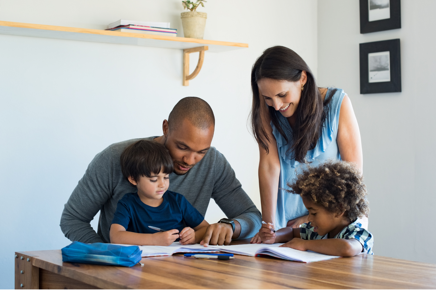 parent and child talking or learning together