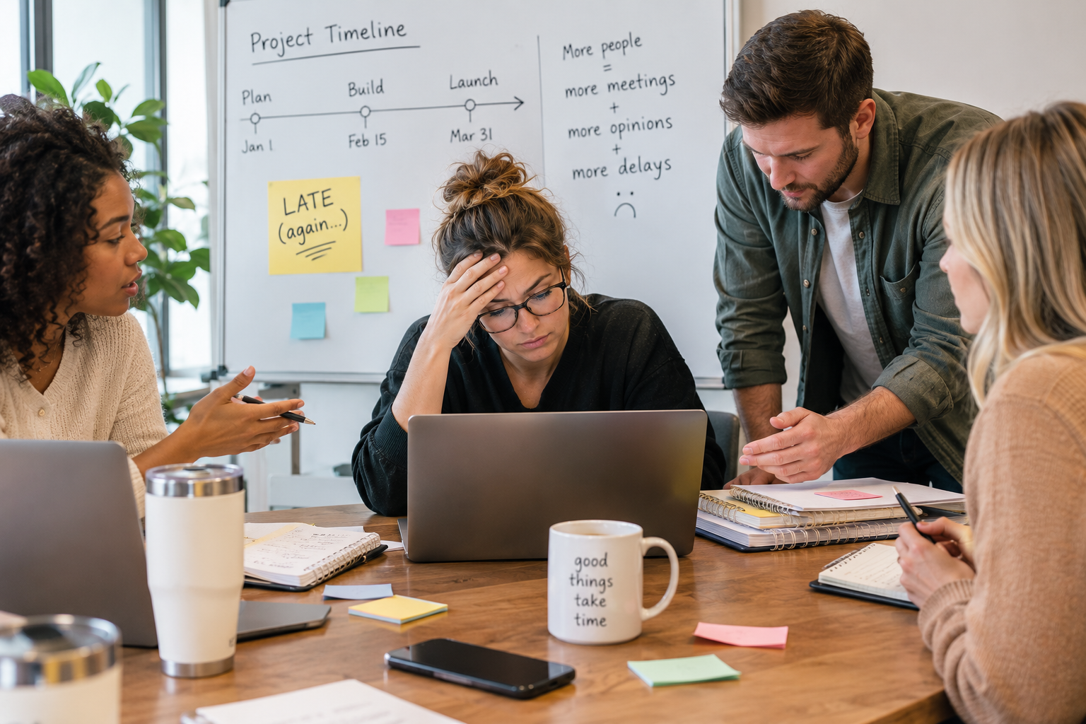 Adding people to a late project makes it later