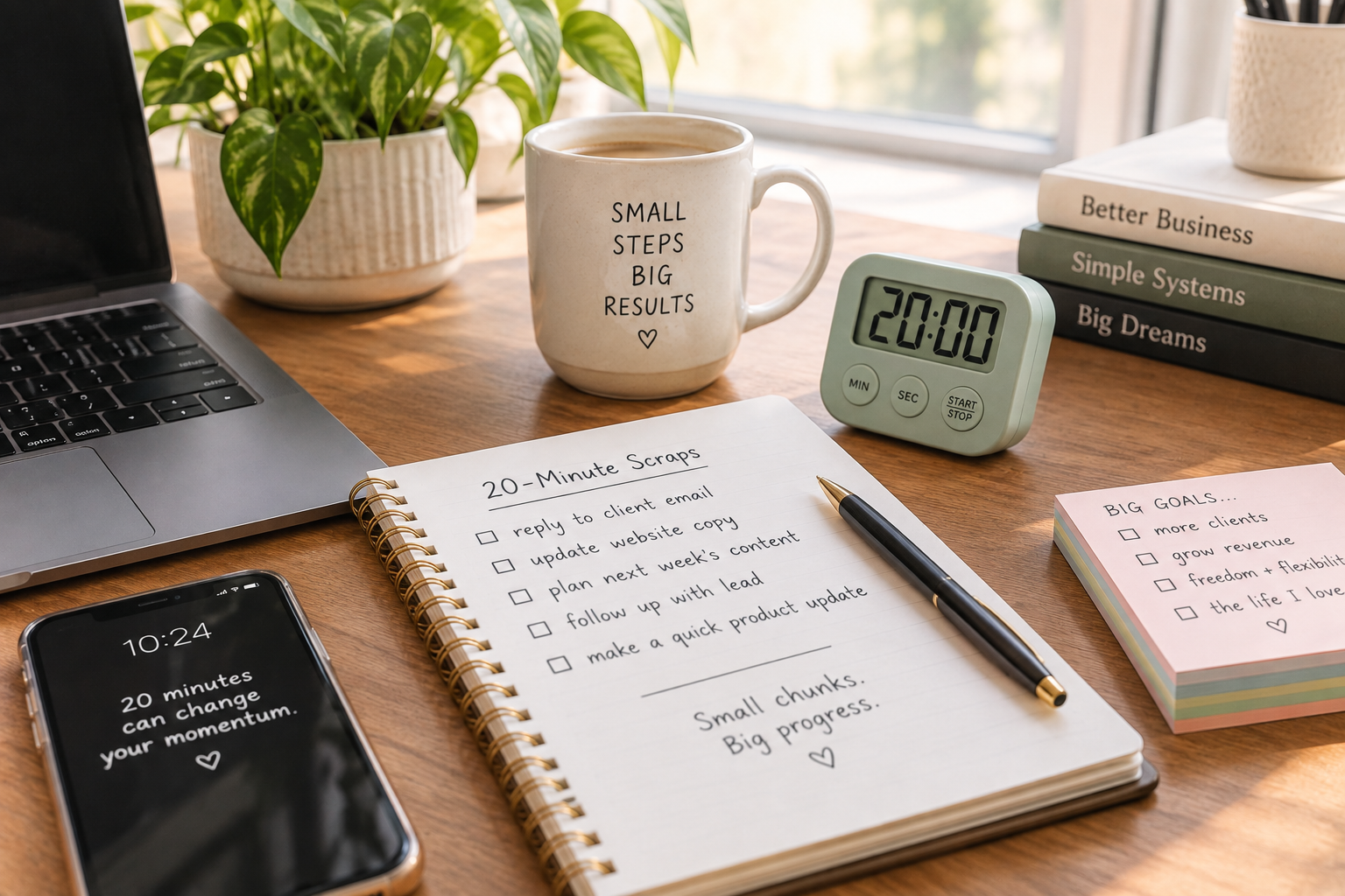 Build your business in 20-minute scraps