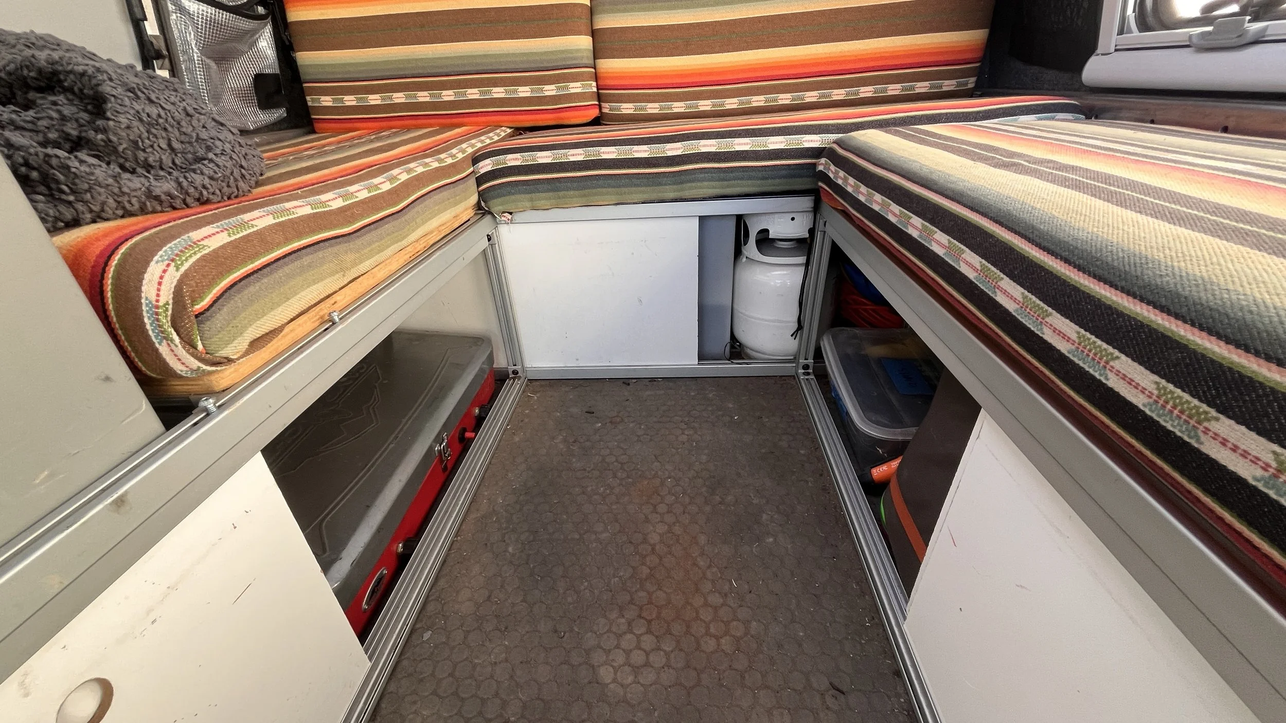 lower storage sliders open