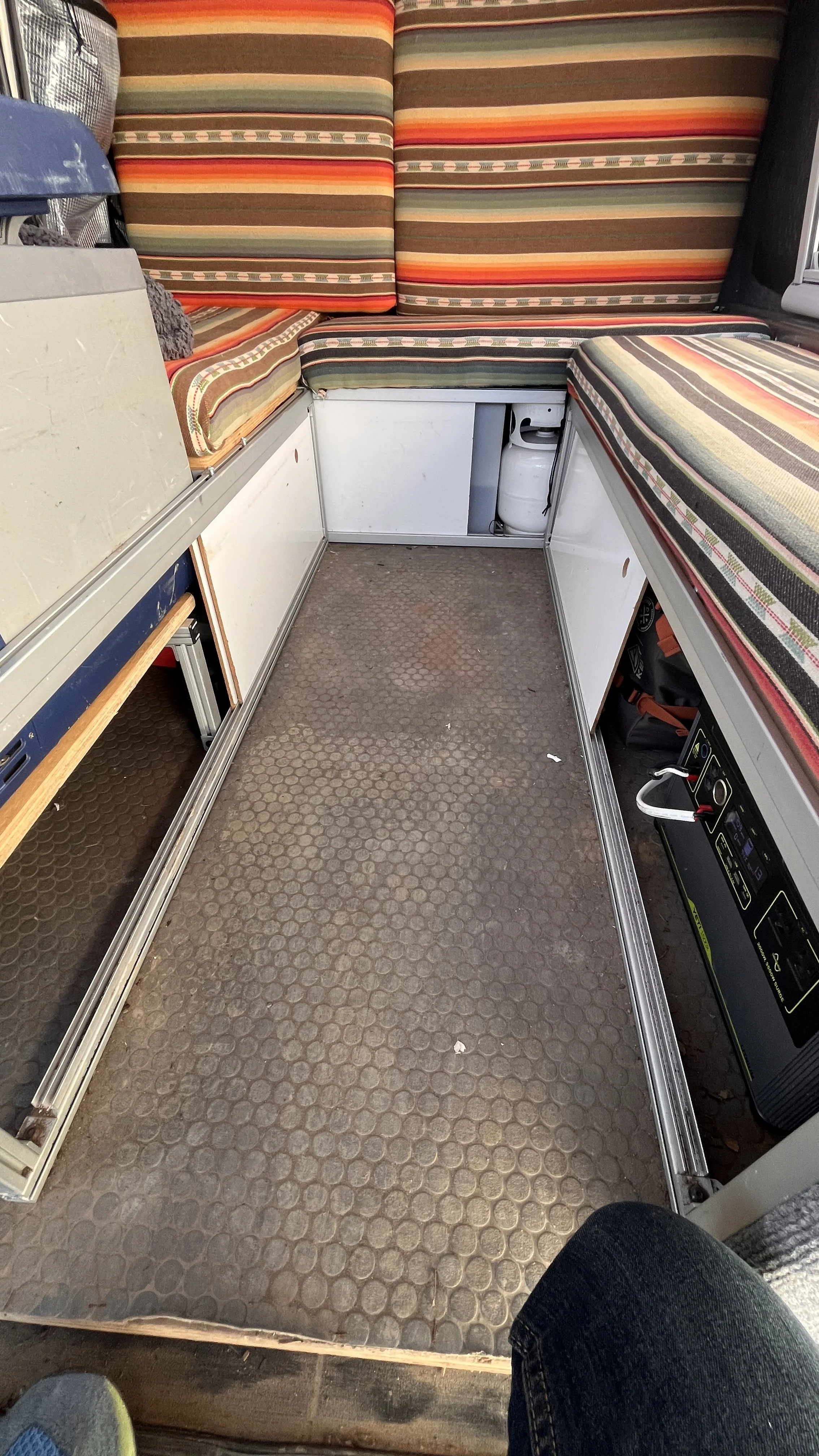 lower storage sliders open