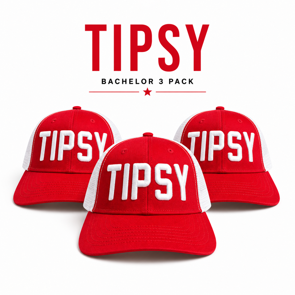 Tipsy Hat Red & White 3 Bachelor Pack
