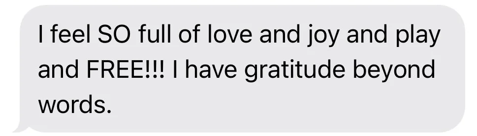 A text message expressing feelings of love, joy, playfulness, and gratitude.