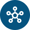 Icon of connected circles forming a network or molecule