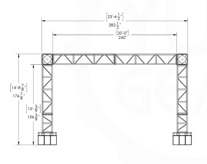20ft wide x 13ft talll truss arch - 20.5" truss