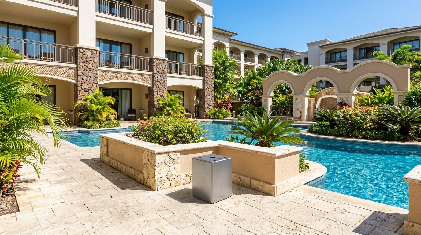 EZ BLOCK Ballast positioned by the pool