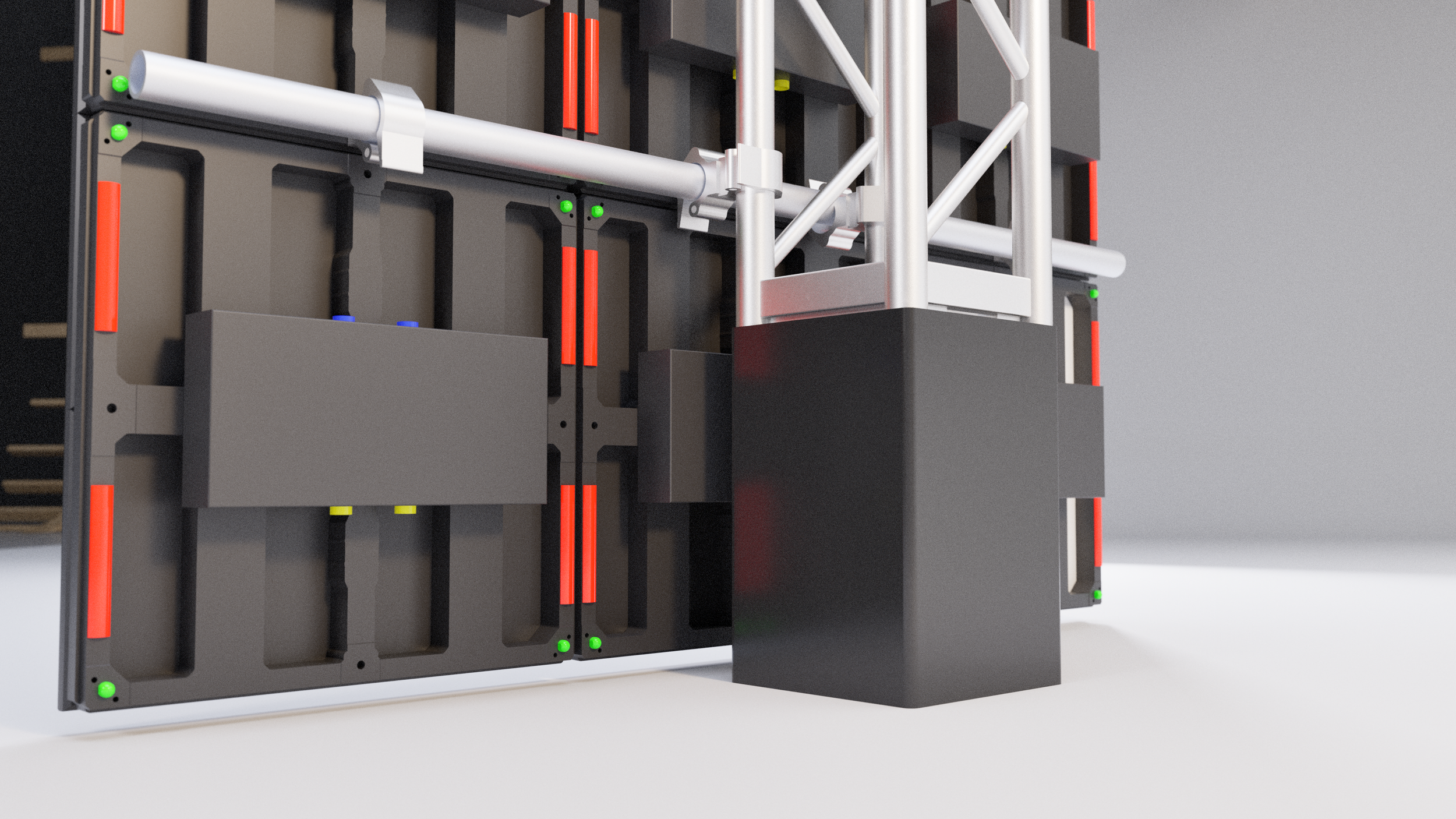 EZ BLOCK + Truss + Pipe & Burger LED Video Wall support.  +500lbs of ballast weight to support your LED wall - You do not need sandbags on this one.