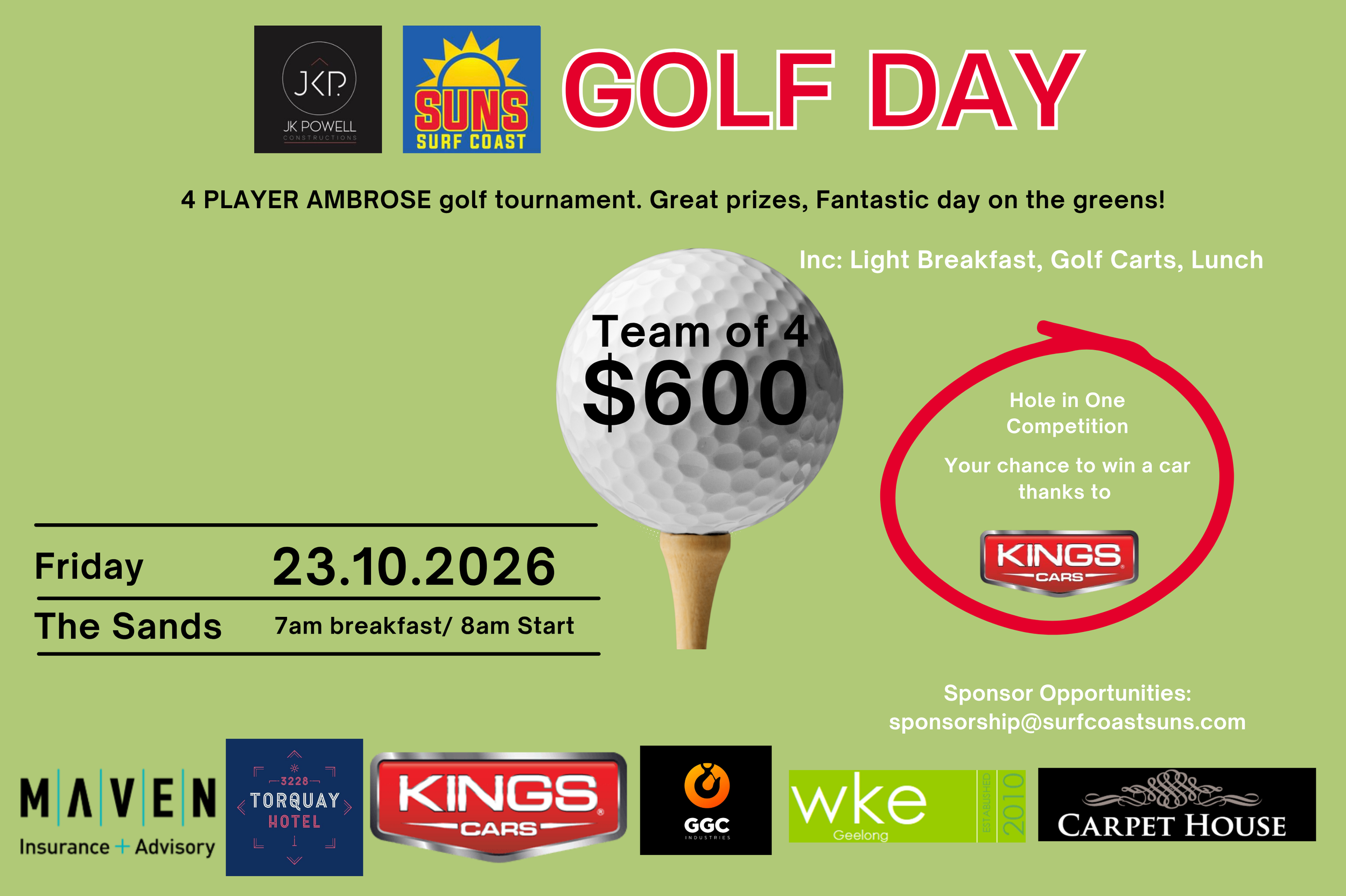JK Powell Construction - Surf Coast Suns Golf Day 2026