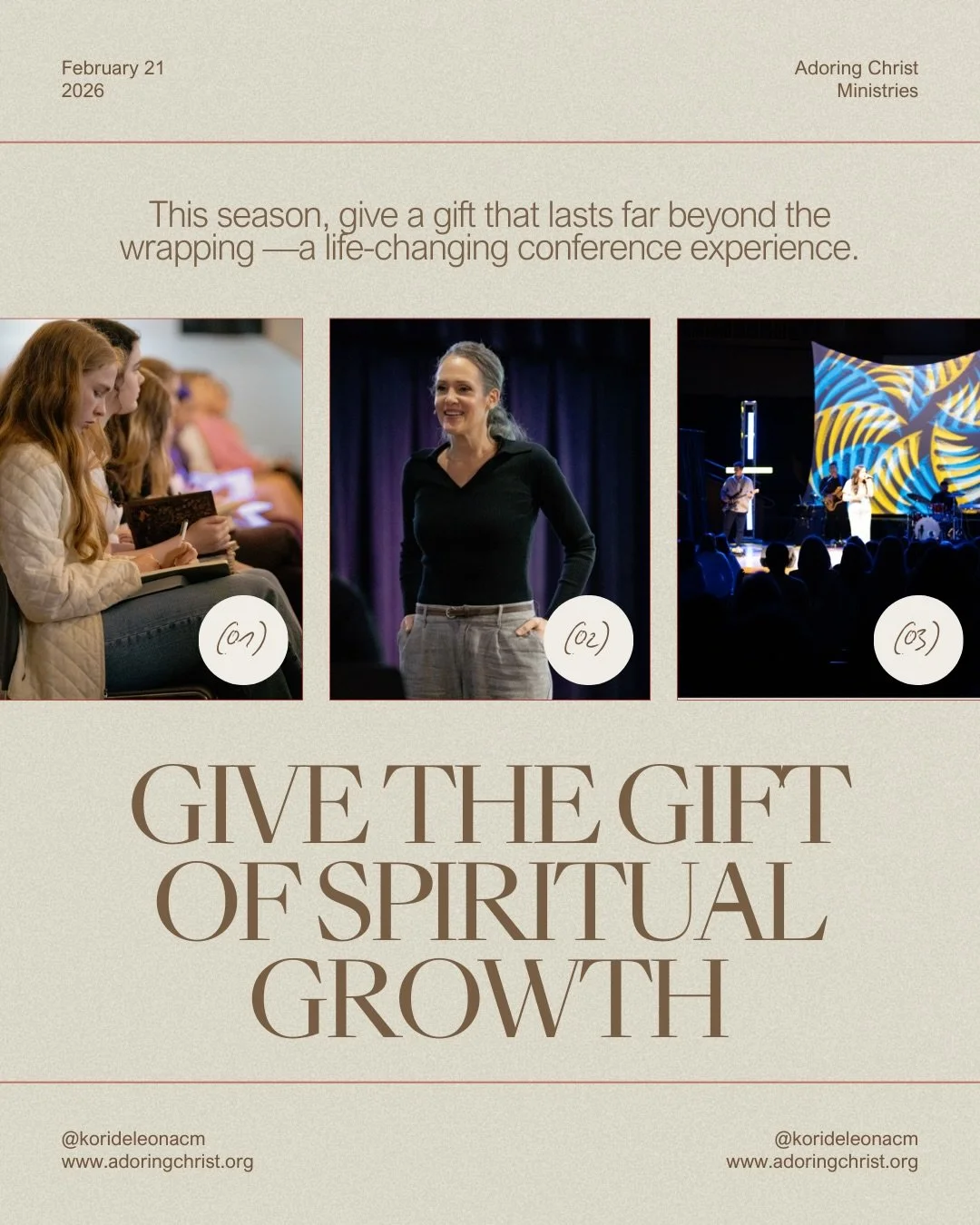 Give the gift that lasts far beyond the holidays &mdash; spiritual growth. ✨

EquipHer Conferences (Women + Teens) provide Bible-centered teaching, worship, community, and life-shaping truth for every season of a woman&rsquo;s walk with God.

Whether
