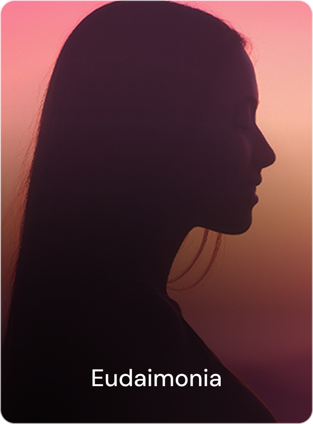 Close-up of a woman with curly blonde hair, eyes closed, face turned slightly to the side, outdoors with a clear sky background.