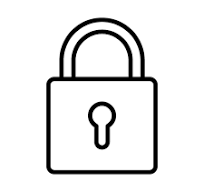 Outline of a padlock with a keyhole in the center