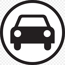 Black car icon inside a circle