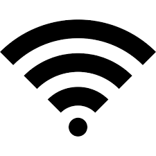 Icon of a Wi-Fi signal, with curved lines radiating outward from a dot.