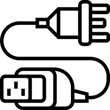 Power cable with a standard electrical plug on one end and a connector on the other end.