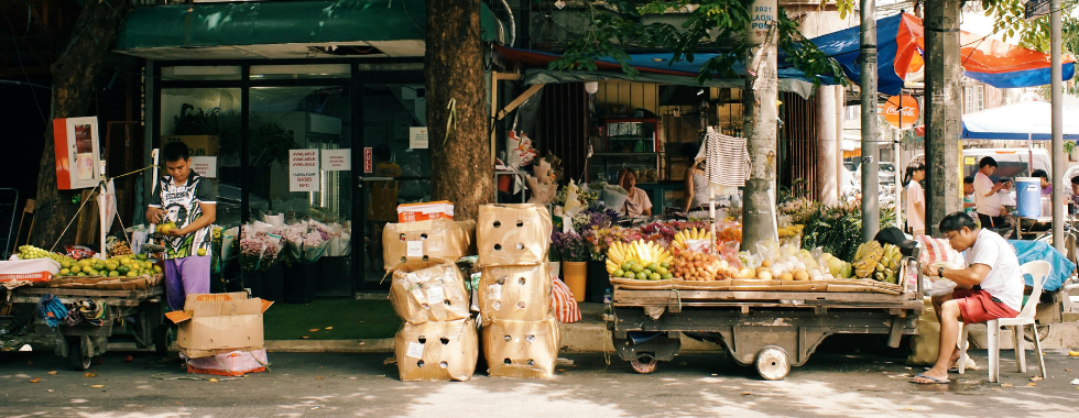 Vibrant street market scene.