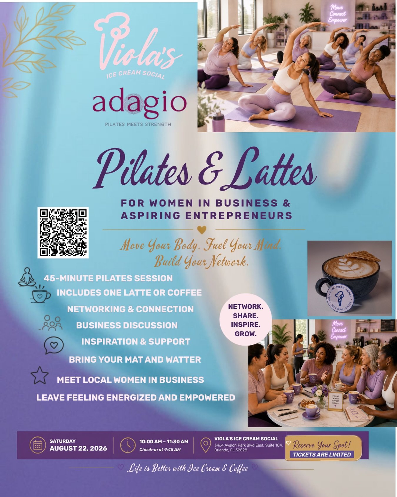 Your Saturday morning plans just got an upgrade. ✨

Pilates. Coffee. Ambitious women. Real connections.

Come stretch, sip, and meet local women who are building businesses, chasing new ideas, and cheering one another on. Whether you already own a bu
