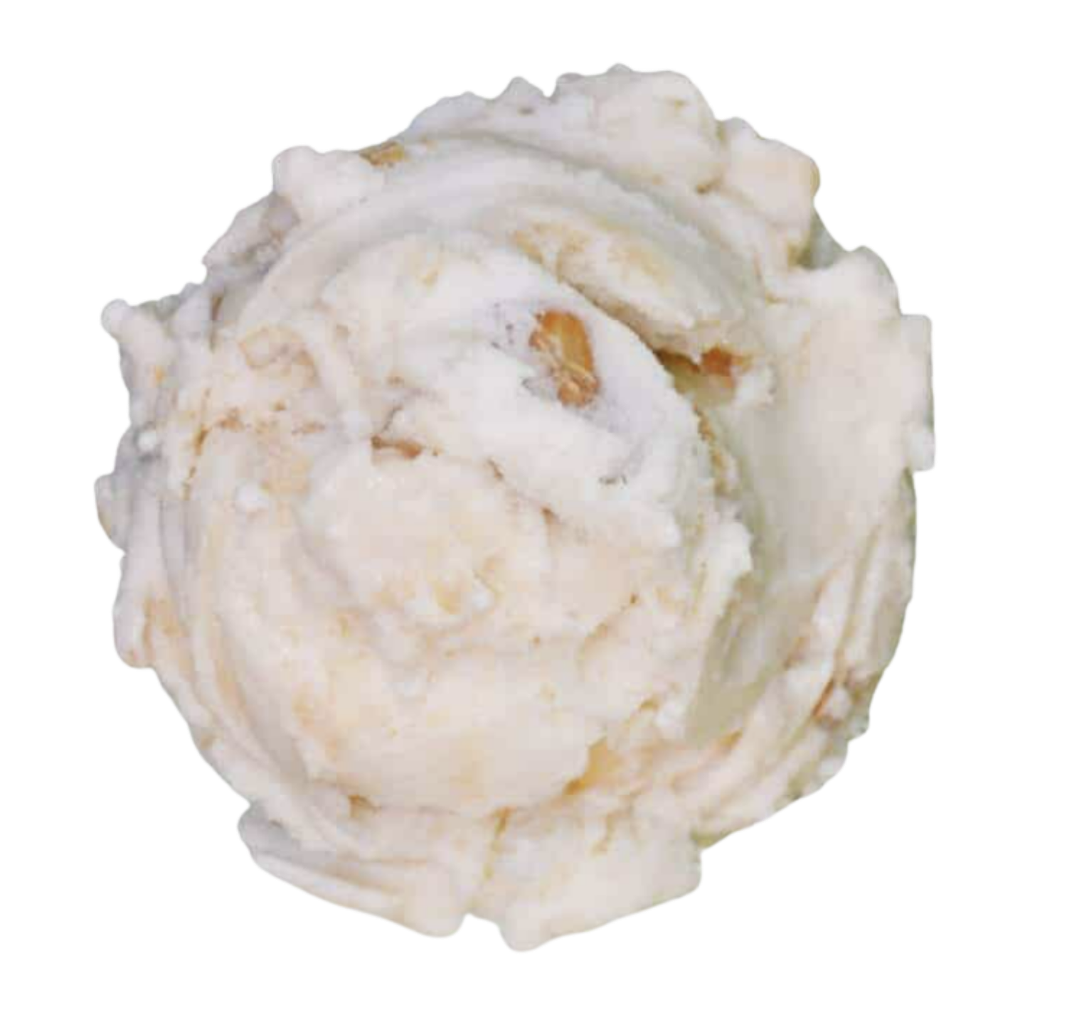 Close-up of a vanilla ice cream scoop with a swirled top.