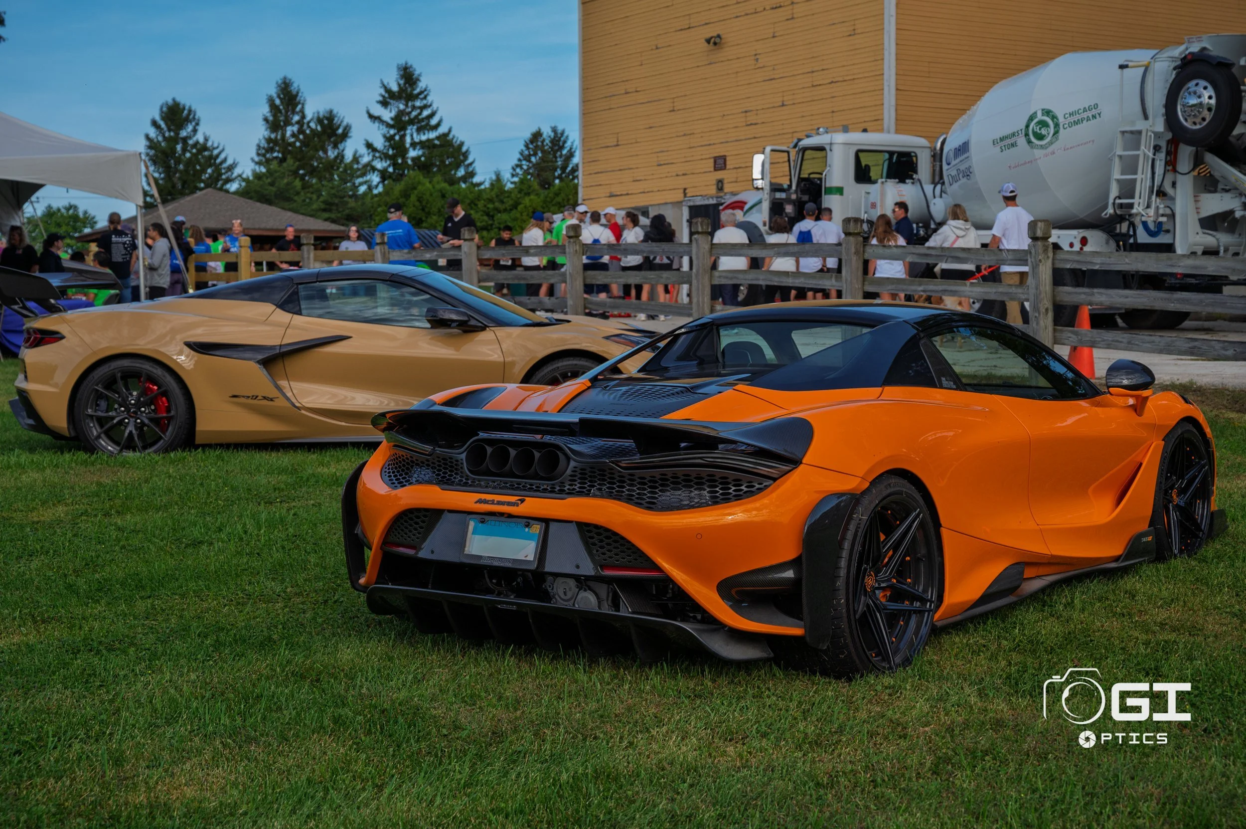 Cars on display on the lawn at NAMIWalks DuPage 2026 at St. James Farm in Warrenville, IL