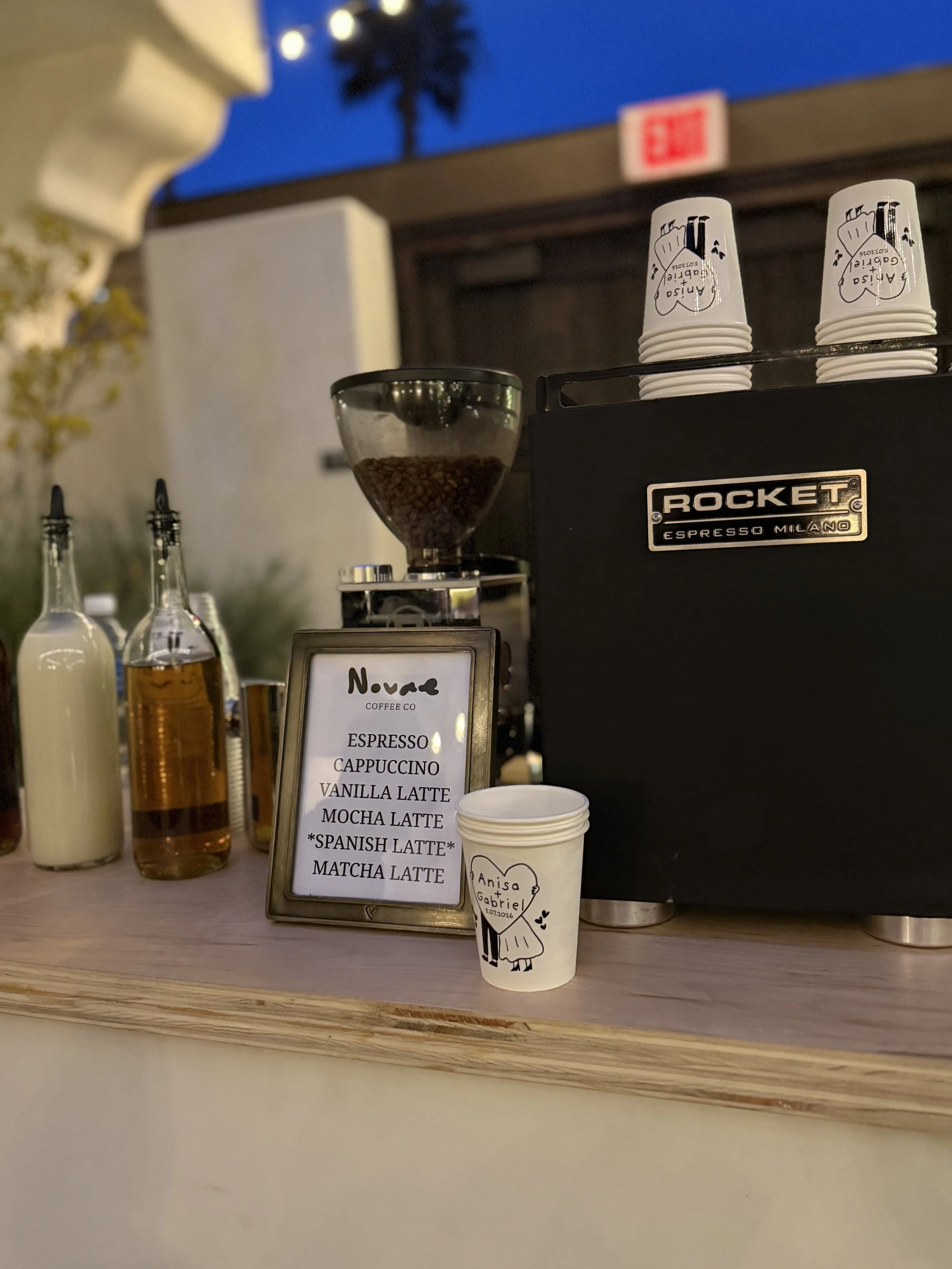 barista serving specialty coffee for wedding in San Diego and Orange County