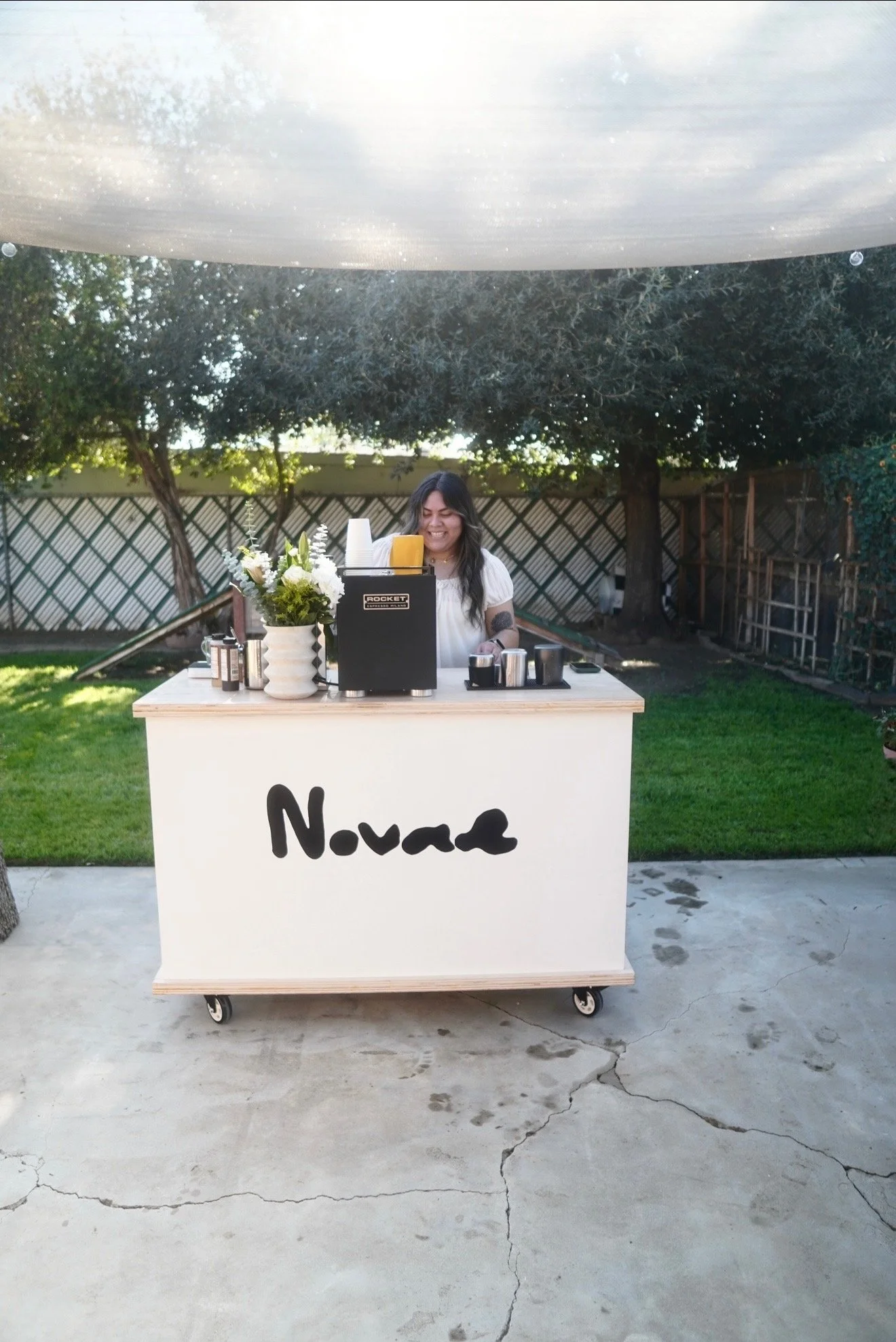 coffee catering cart with barista