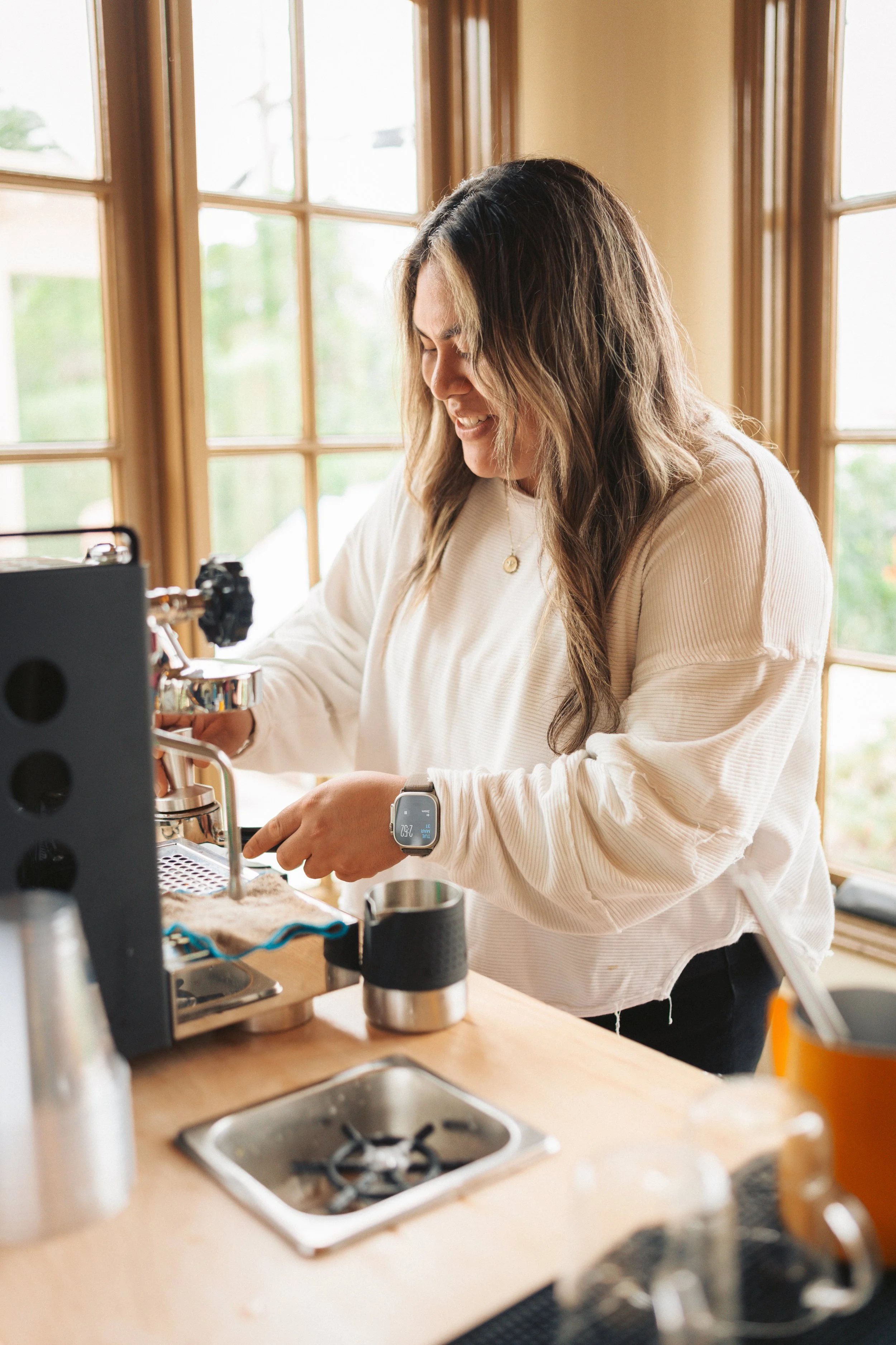 Barista making lattes from cart in Orange County