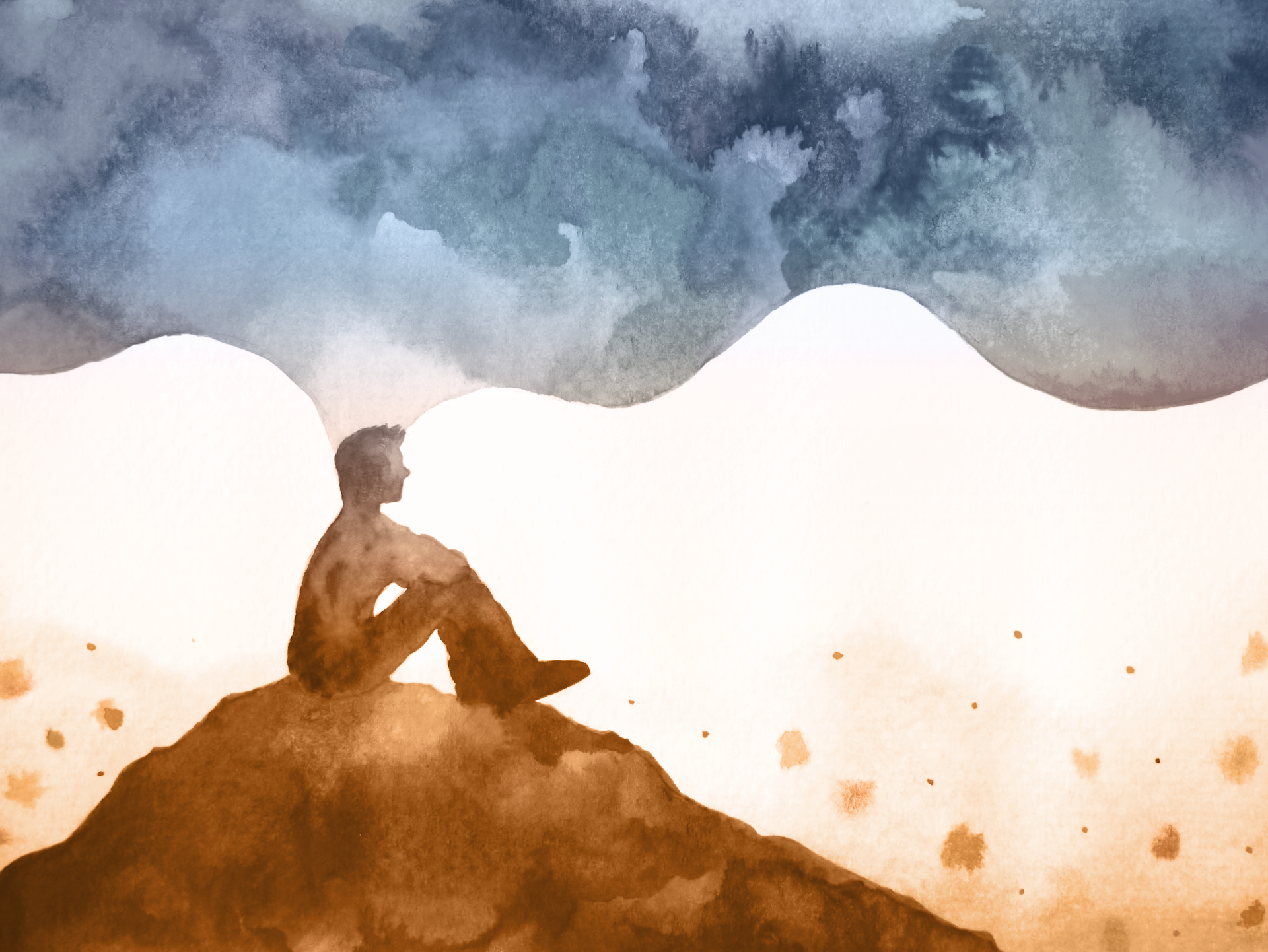 Illustration of a person breathing calmly, representing somatic therapy for tech professionals