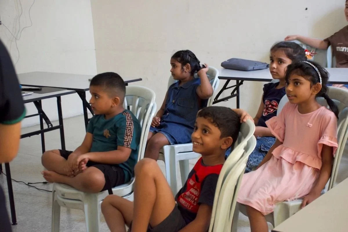 Indian children learning Mandarin in a classroom in Banting