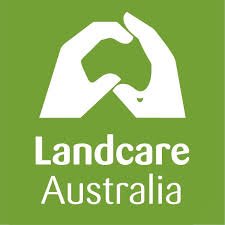 White hands forming a heart shape on a green background with the text 'Landcare Australia'.