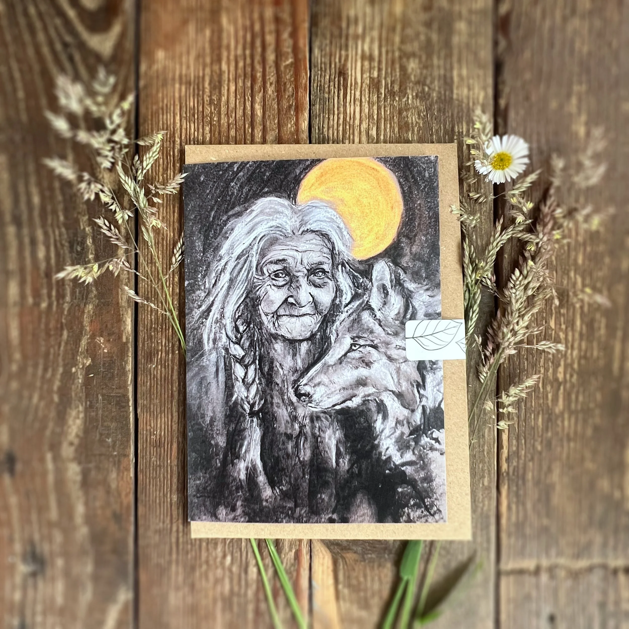 Lupa granmother wolf witch A6 greetings card.jpg