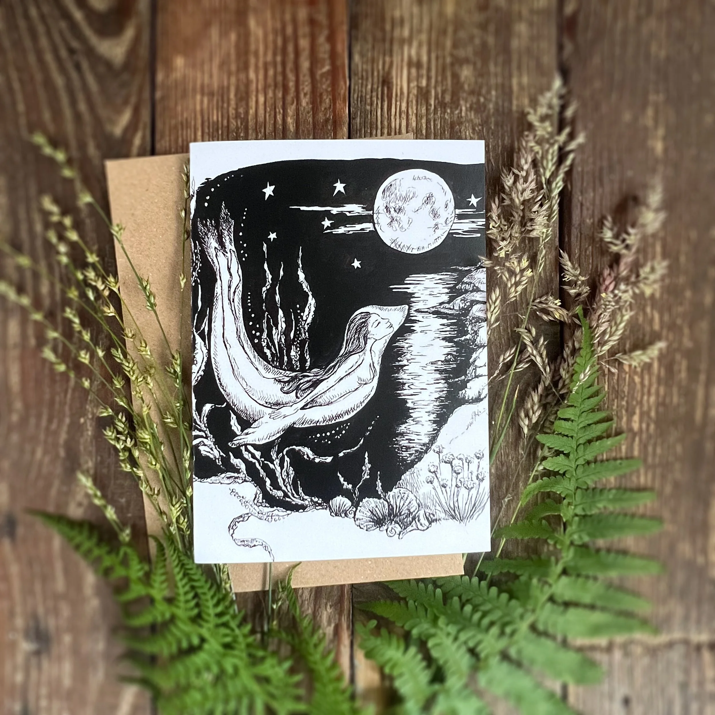 Maighdeann-mhara selkie moon A6 greetings card.jpg