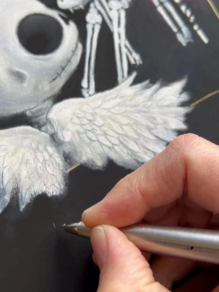 &lsquo;My only love&rsquo; 🐈&zwj;⬛ 🌈 

This one still makes my heart hurt a little ✨&hearts;️

#skellycat #skeletonart #alt #rainbow #catskeleton #catart #millie_and_the_wolf