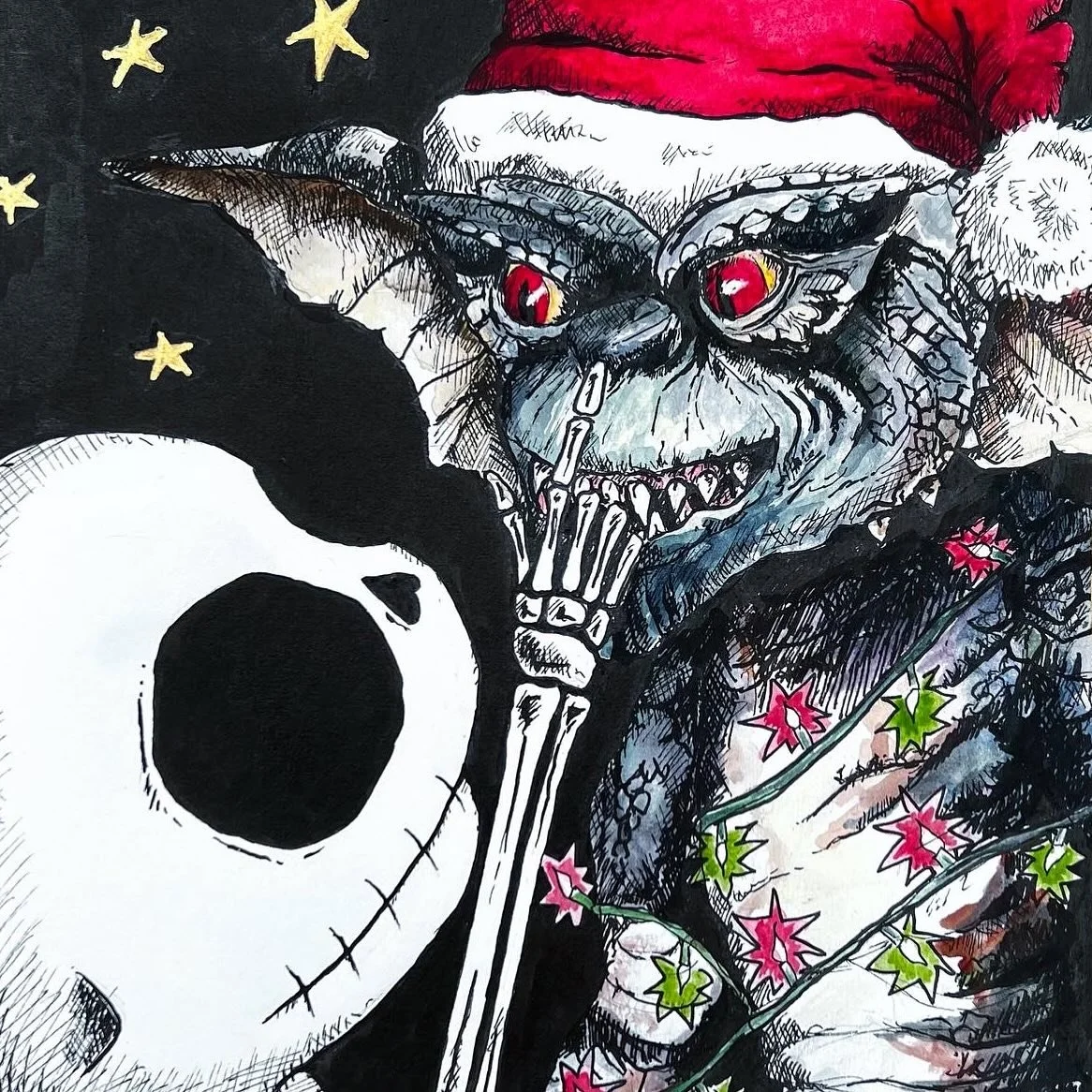 Never EVER let them eat &hellip; after midnight ☠️✨

#gremlins #gizmo #boop #christmascards #80smovies #christmas #creepmas #millie_and_the_wolf #gremlin #stripe