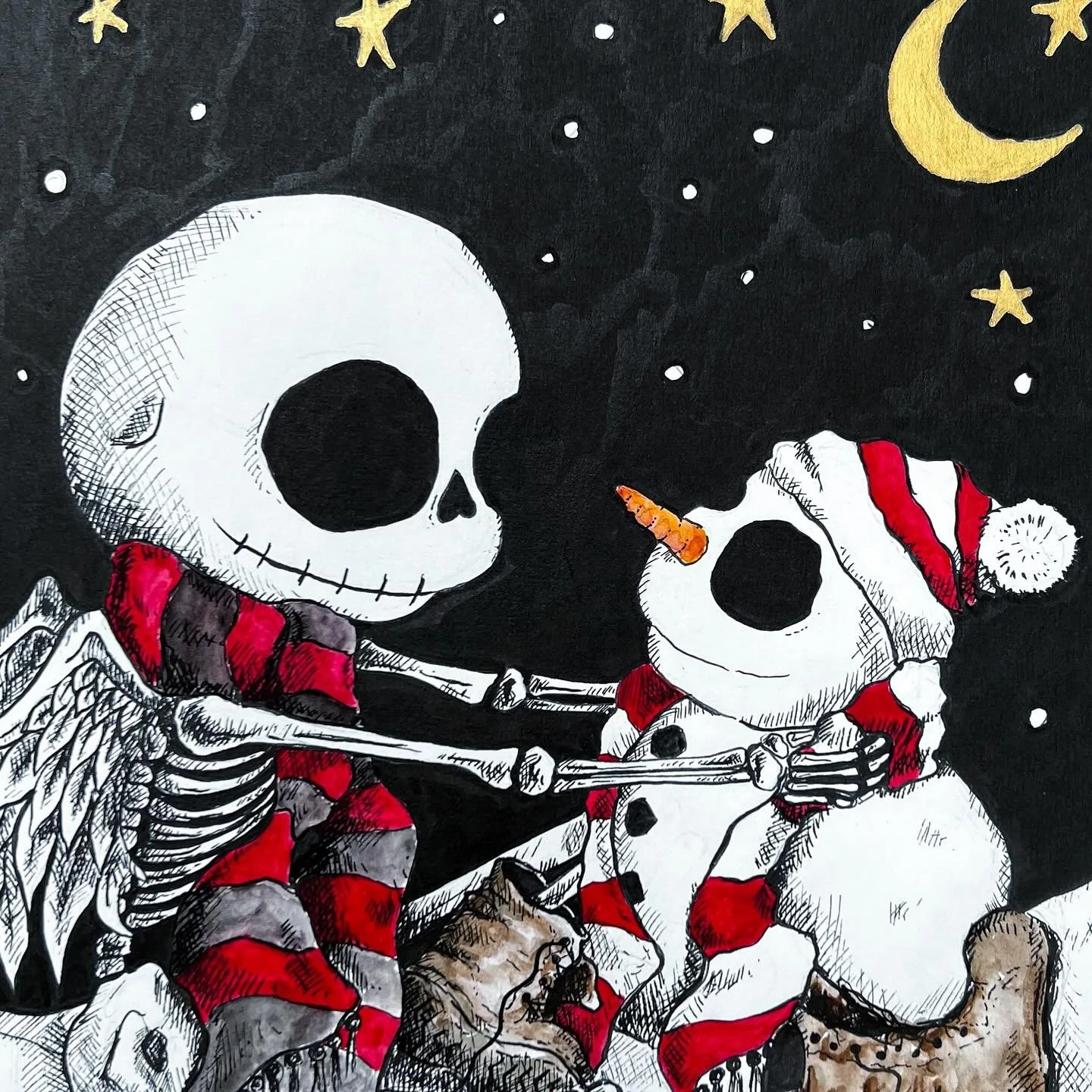❄️☃️☠️✨

Do you wanna??? 

#doyouwannabuildasnowman #snowman #christmascard #roger #creepmas #creepmascards #gothchristmas #millie_and_the_wolf