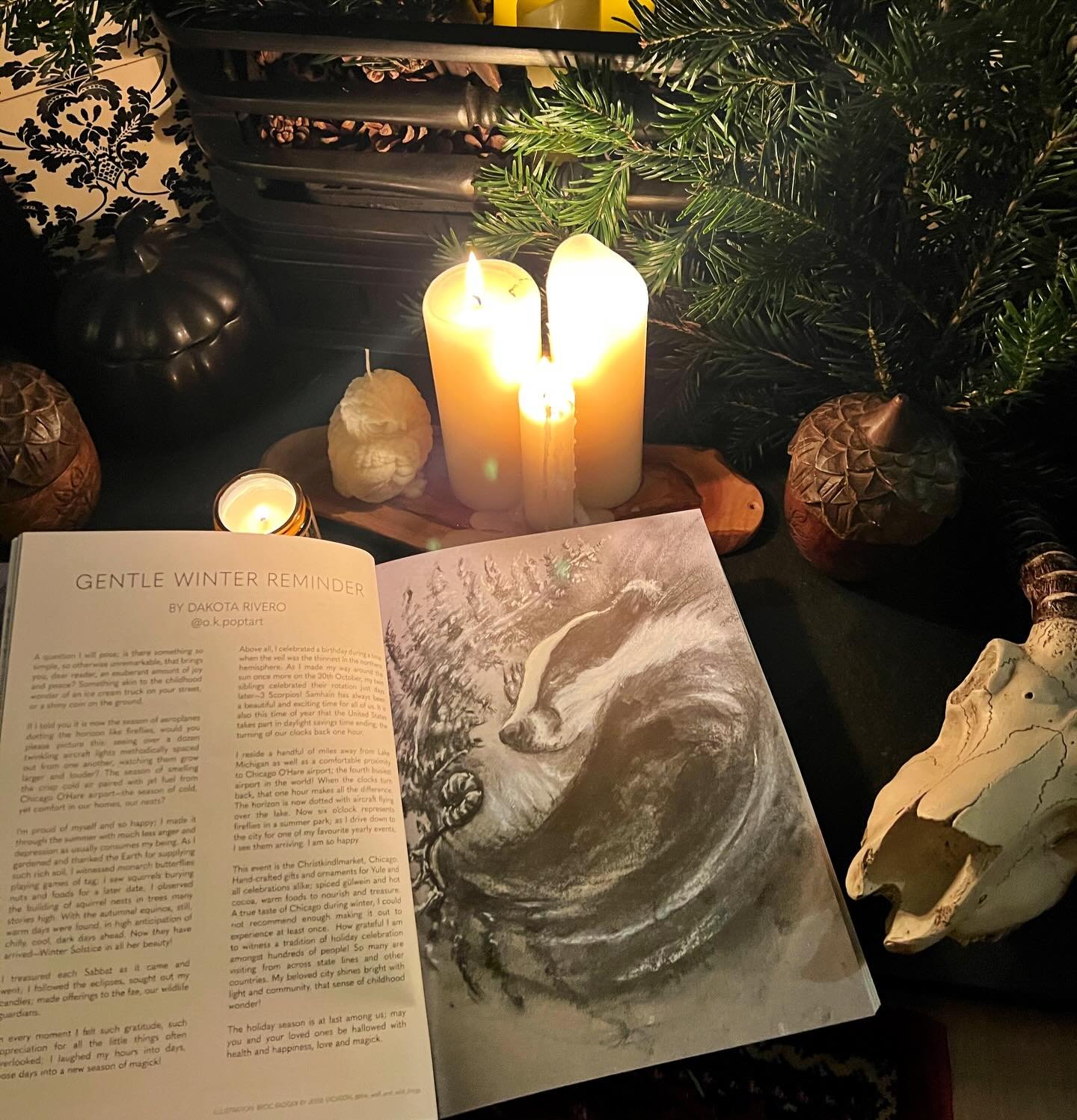 Absolutely thrilled to see my little sleepy badger featuring in my favourite magazine!! 

@witchesmagazine thank you so much for including my artwork once again and especially teaming it with the beautiful words of Dakota Rivero @o.k.poptart 

This i