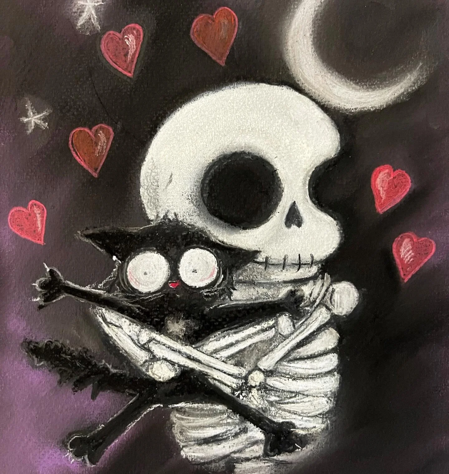 Roger and Millie. 
So this is love ?? 🖤✨

New Valentines cards are on the way!! ☠️✨🖤

#creep #alternativevalentines #sothisislove #ilovemycat #altart