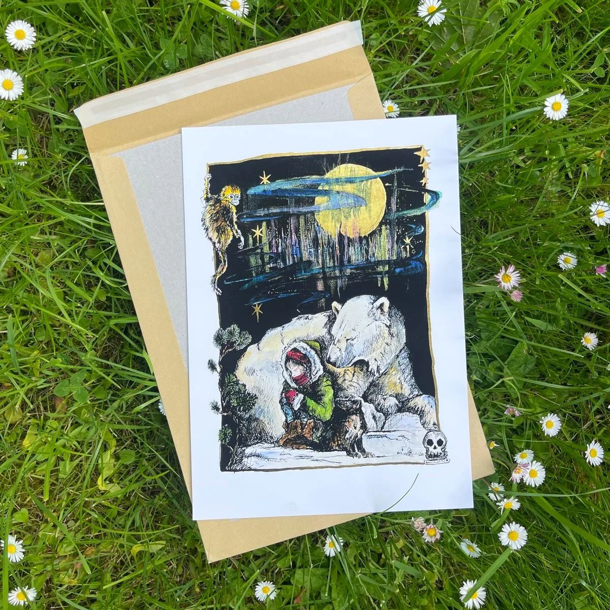 Lyra Silvertongue and Iorek Byrnison. His dark Materials. Fine art Giclee print