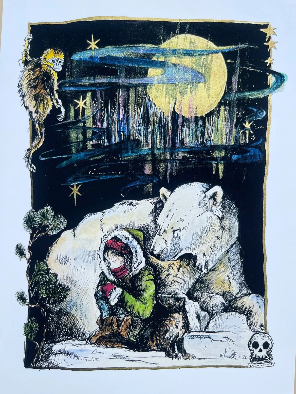 Lyra Silvertongue and Iorek Byrnison. His dark Materials. Fine art Giclee print