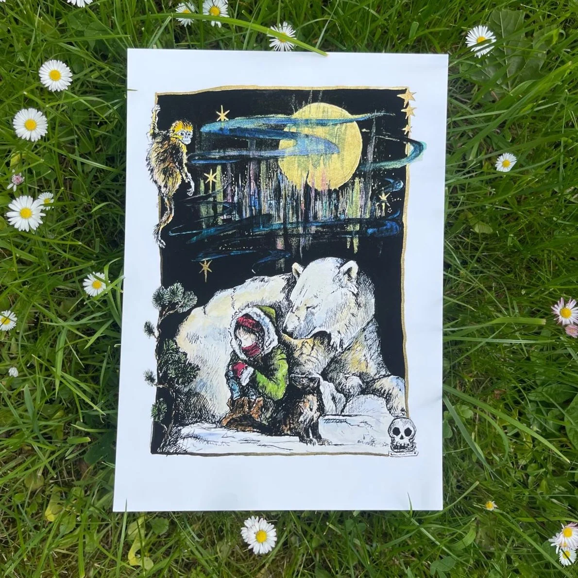 Lyra Silvertongue and Iorek Byrnison. His dark Materials. Fine art Giclee print