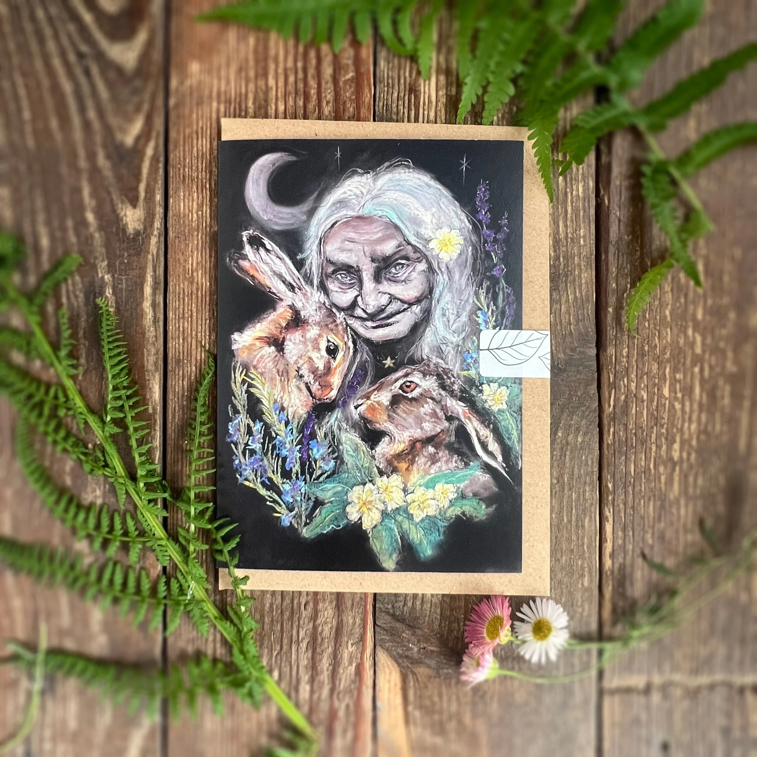 Ostara Grandmother Hare Witch A6 greetings card.jpg