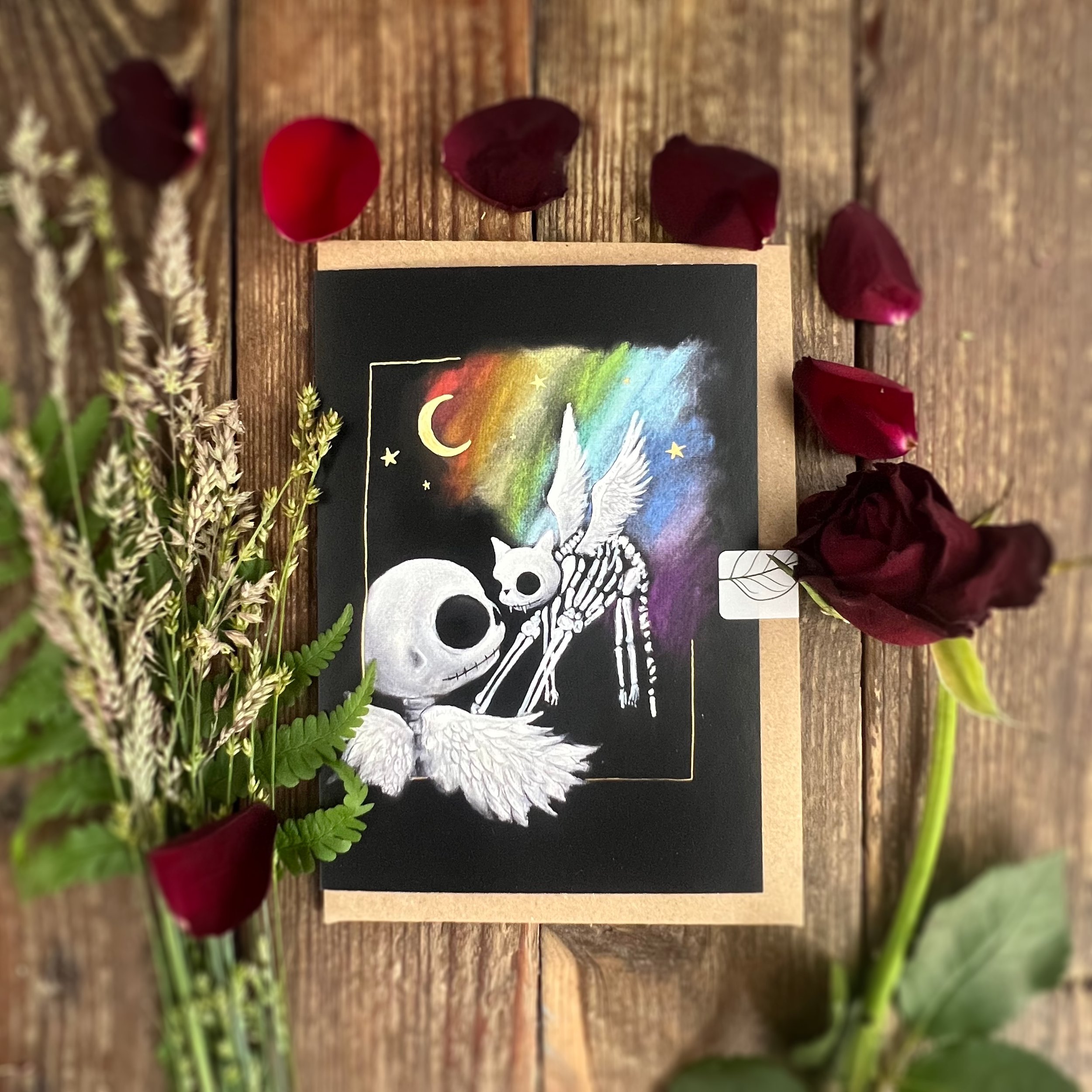 My only Love Roger skeleton skelly cat A6 greetings card.jpg
