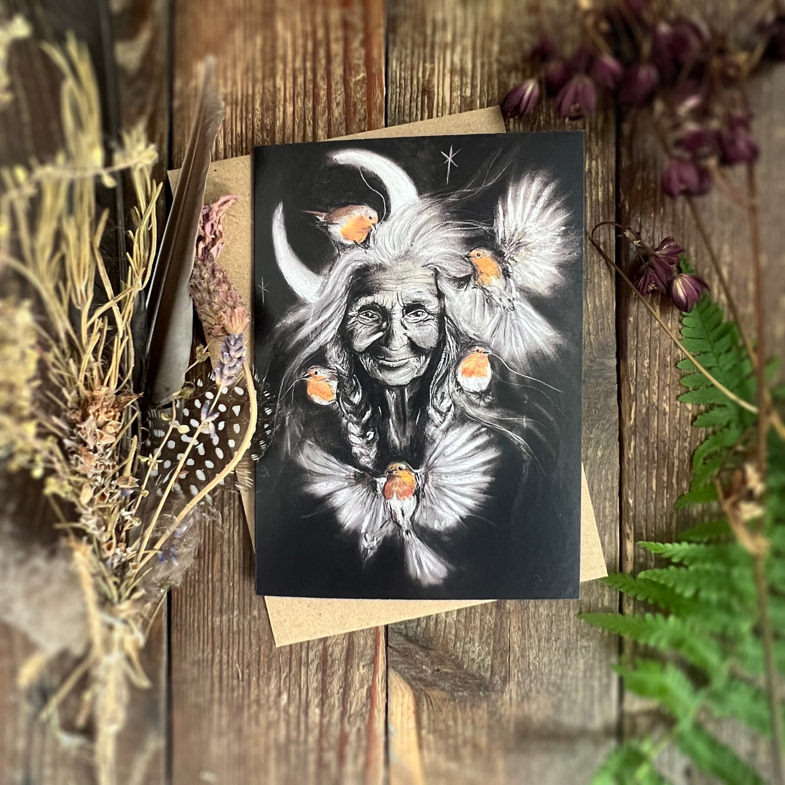 Spirit Bird Grandmother witch robins greetings card.jpg