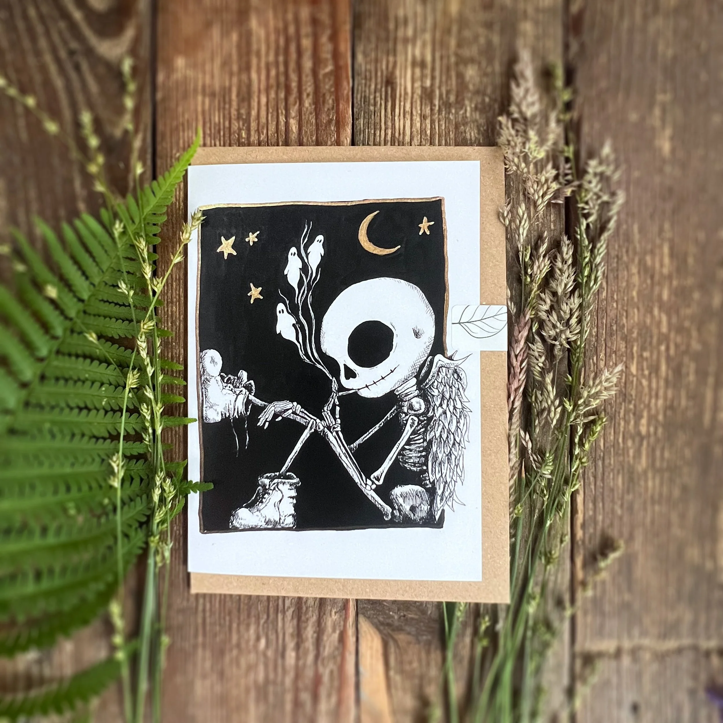 Inhale exhale Roger skeleton Ghost A6 greetings card.jpg