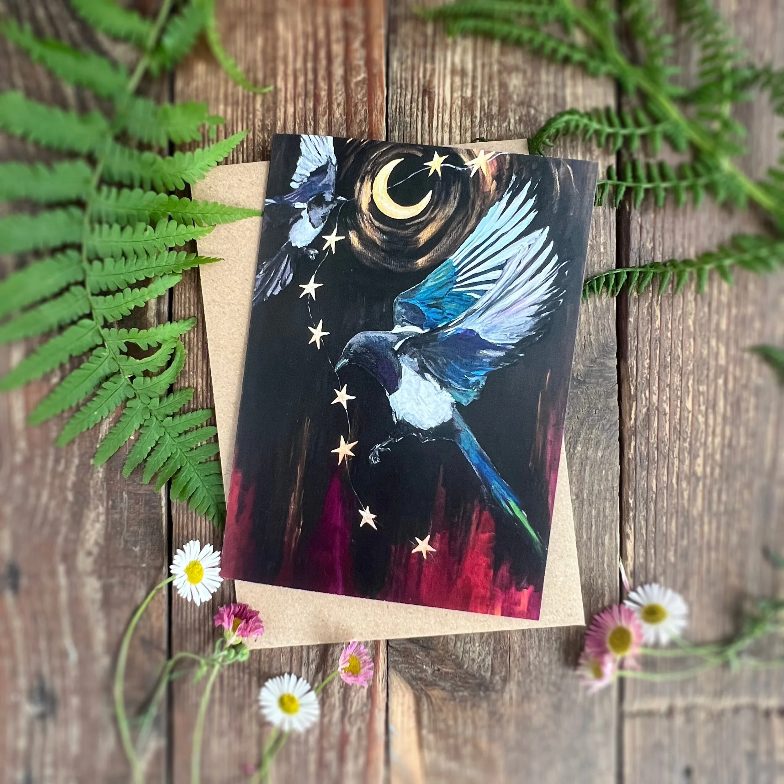 Stealing Stars Magpie Moon A6 greetings card.jpg