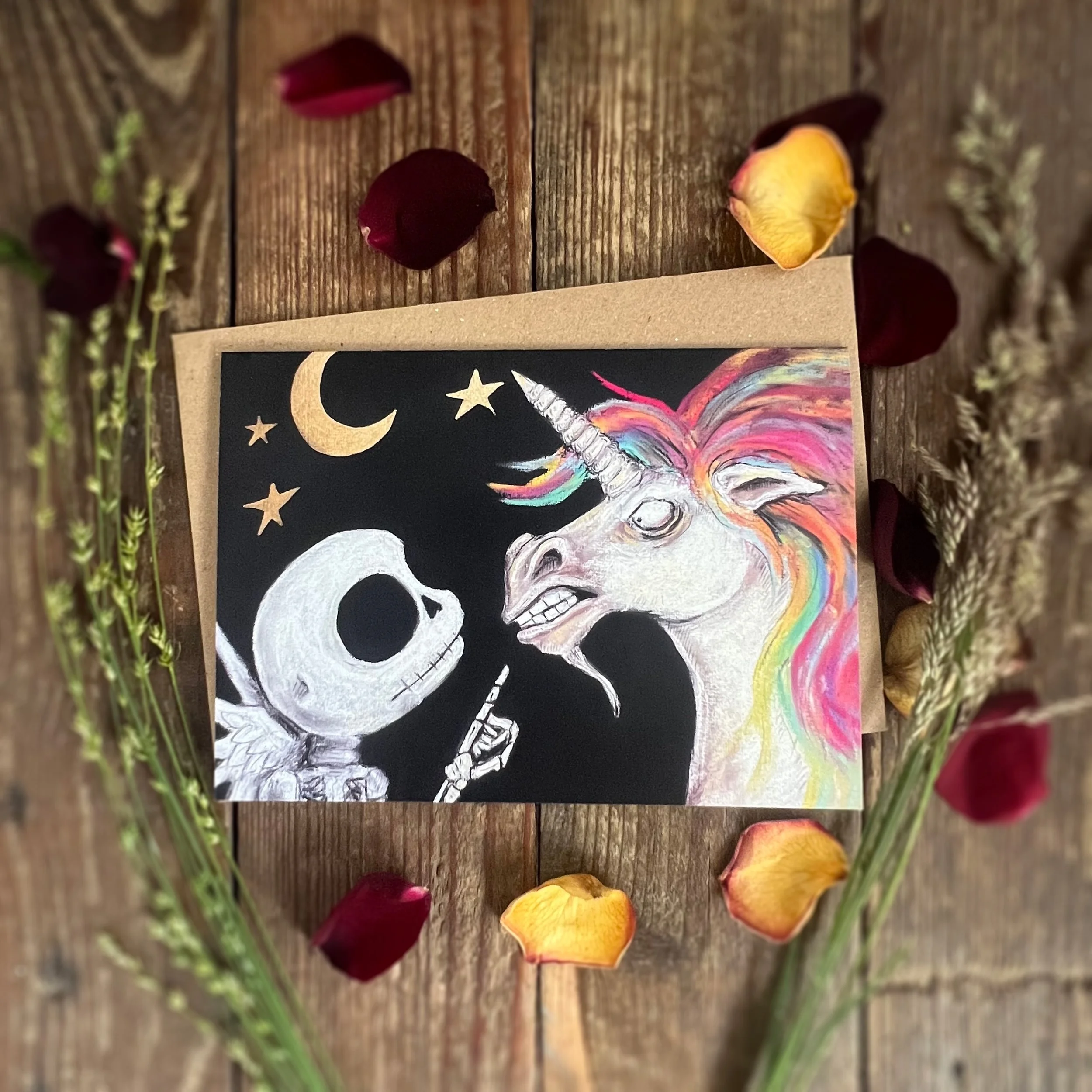 Boop Unicorn Roger skeleton A6 greetings card.jpg