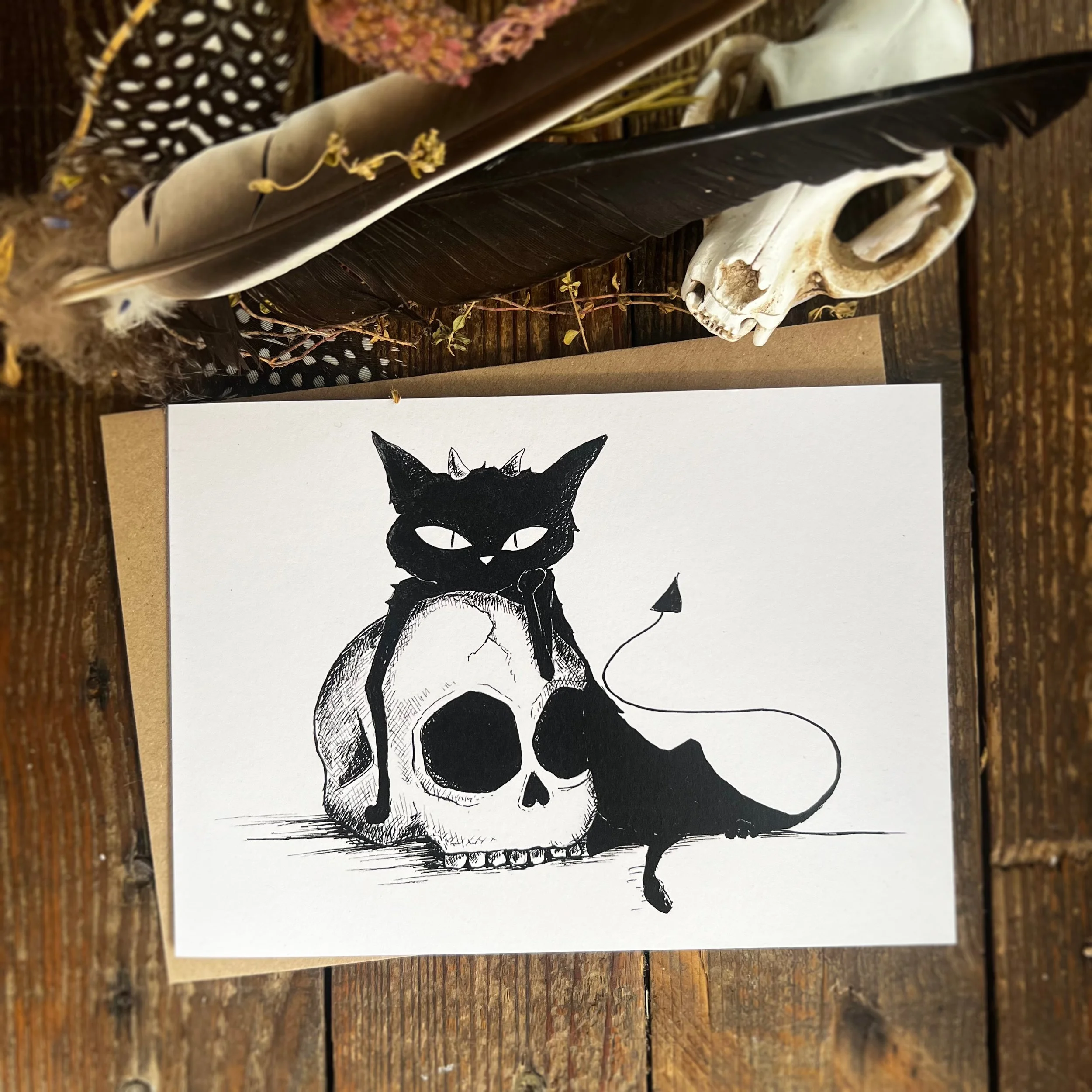 ‘Millie and her skull’ Greetings Card